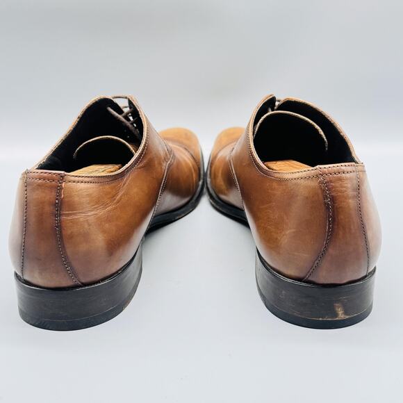 To Boot New York Shoes Mens 10 Brown Leather Adam Derrick Cap Toe Classic Dress - Picture 7 of 12